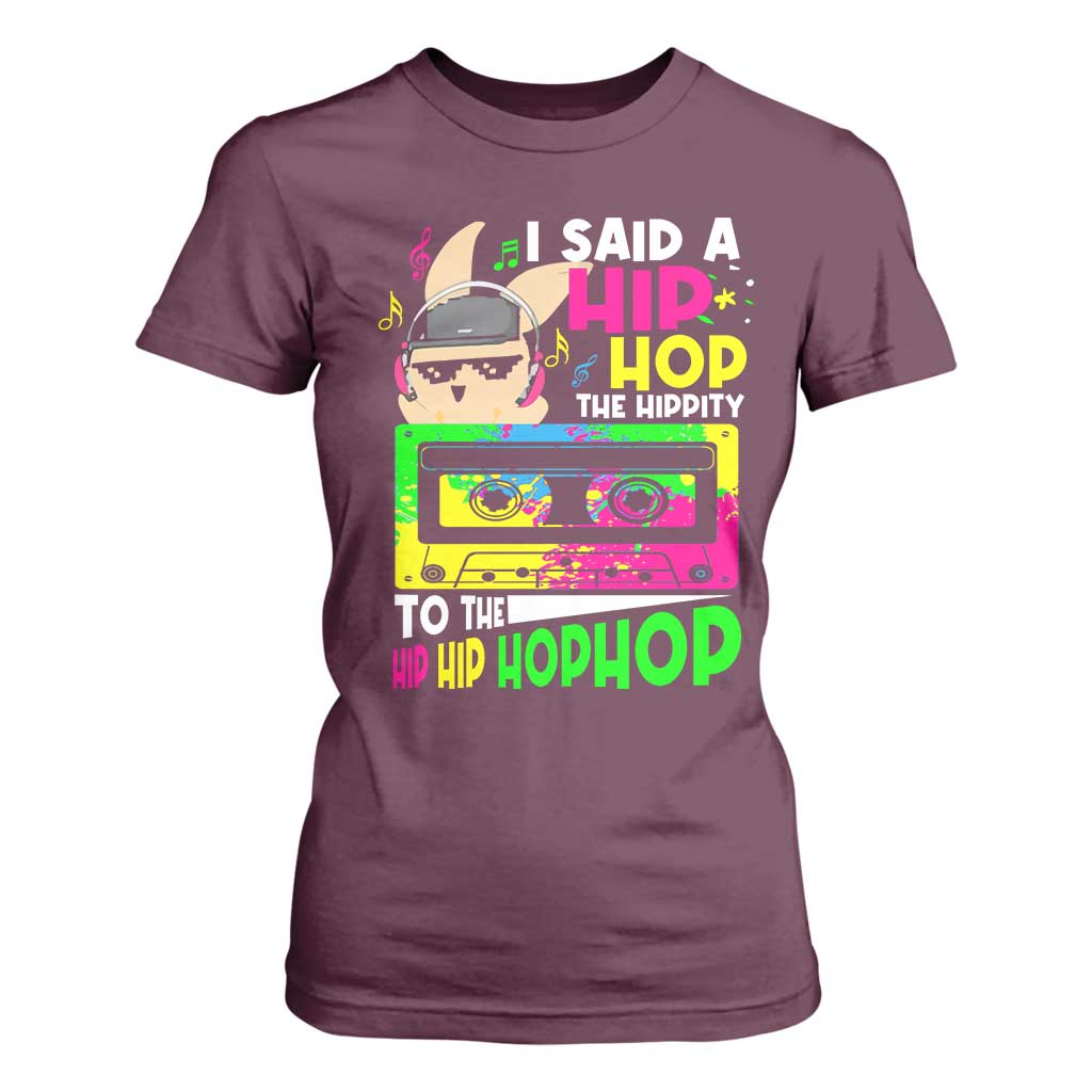 Hip Hop Easter Bunny T Shirt For Women Funny Hippity Cool Rabbit Lovers Toddler TS10 Maroon Print Your Wear