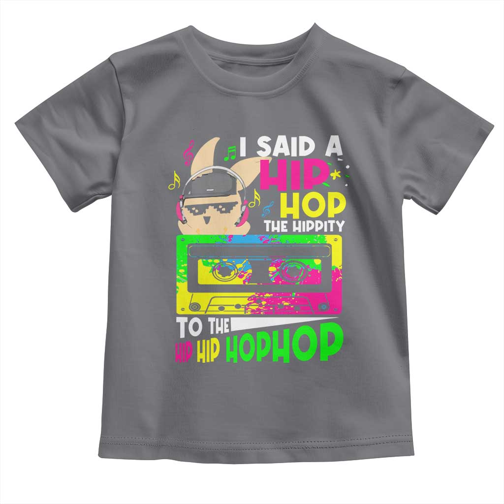 Hip Hop Easter Bunny Toddler T Shirt Funny Hippity Cool Rabbit Lovers Toddler TS10 Charcoal Print Your Wear