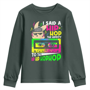 Hip Hop Easter Bunny Youth Sweatshirt Funny Hippity Cool Rabbit Lovers Toddler TS10 Dark Forest Green Print Your Wear