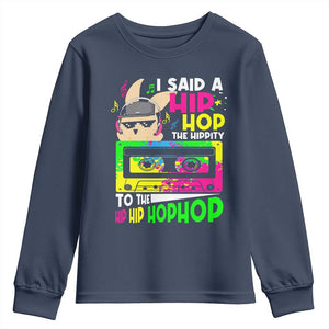 Hip Hop Easter Bunny Youth Sweatshirt Funny Hippity Cool Rabbit Lovers Toddler TS10 Navy Print Your Wear