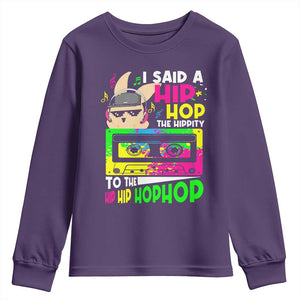 Hip Hop Easter Bunny Youth Sweatshirt Funny Hippity Cool Rabbit Lovers Toddler TS10 Purple Print Your Wear