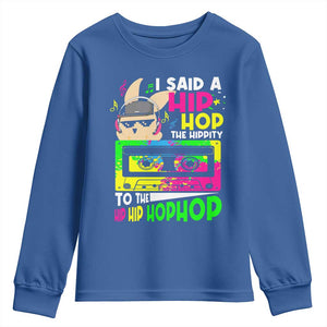 Hip Hop Easter Bunny Youth Sweatshirt Funny Hippity Cool Rabbit Lovers Toddler TS10 Royal Blue Print Your Wear