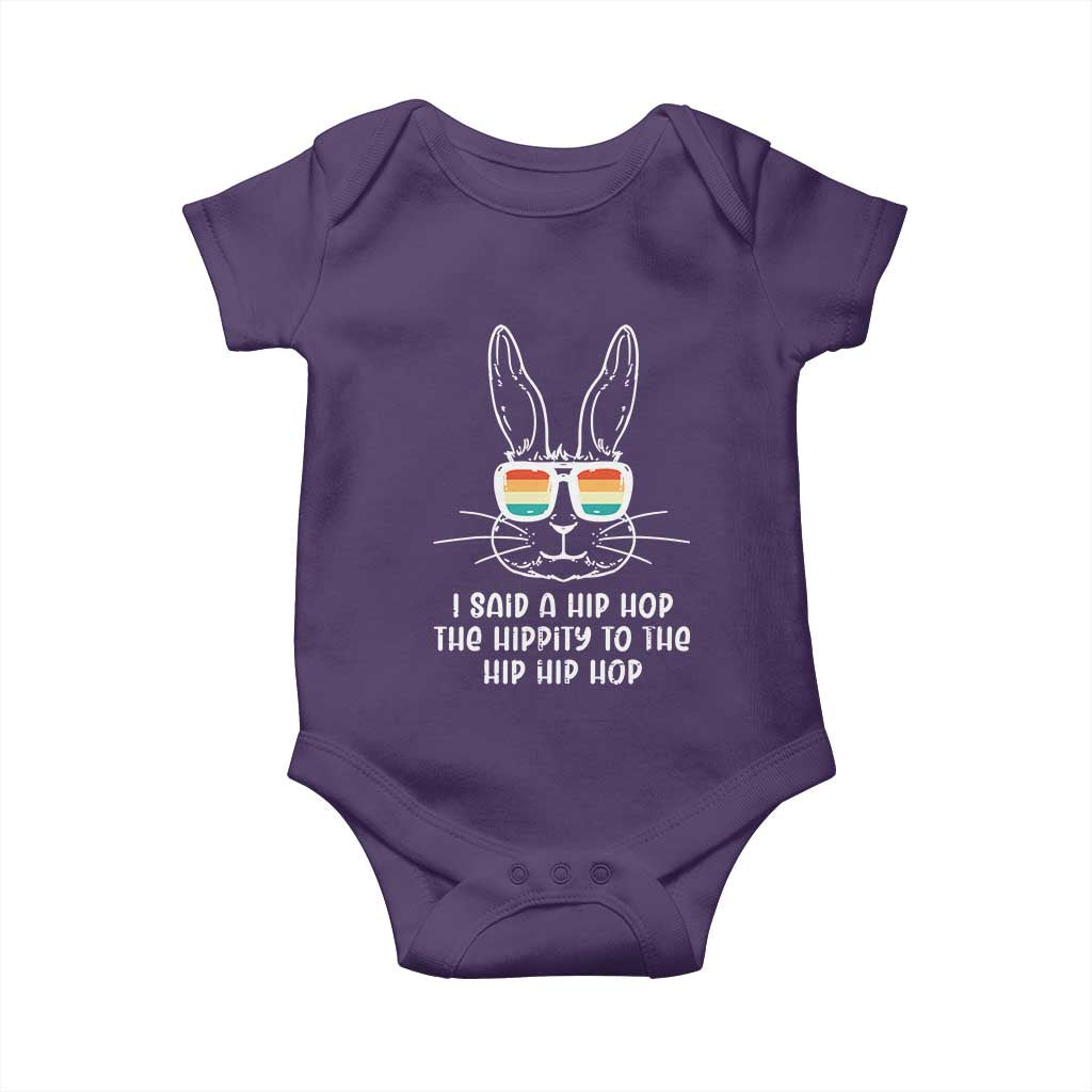 Retro Hip Hop Easter Bunny Baby Onesie Funny Hippity Cool Rabbit Lovers Toddler TS10 Purple Print Your Wear