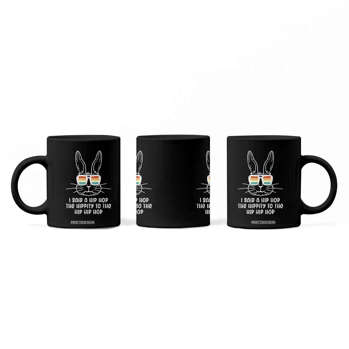 Retro Hip Hop Easter Bunny Coffee Mug Funny Hippity Cool Rabbit Lovers Toddler TS10 Print Your Wear