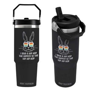 Retro Hip Hop Easter Bunny Flip Straw Tumbler Funny Hippity Cool Rabbit Lovers Toddler TS10 One Size: 30 oz Black Print Your Wear