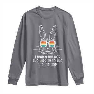 Retro Hip Hop Easter Bunny Long Sleeve Shirt Funny Hippity Cool Rabbit Lovers Toddler TS10 Charcoal Print Your Wear