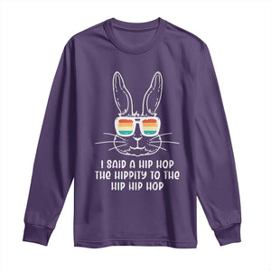 Retro Hip Hop Easter Bunny Long Sleeve Shirt Funny Hippity Cool Rabbit Lovers Toddler TS10 Purple Print Your Wear