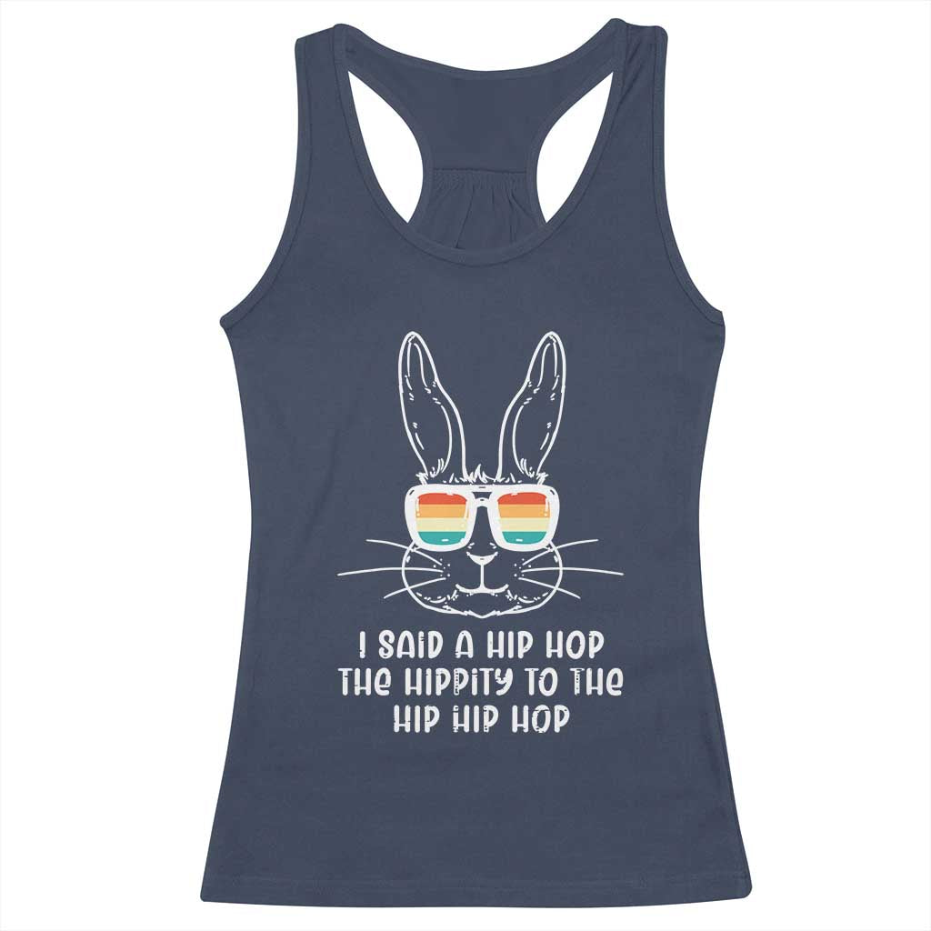 Retro Hip Hop Easter Bunny Racerback Tank Top Funny Hippity Cool Rabbit Lovers Toddler TS10 Navy Print Your Wear