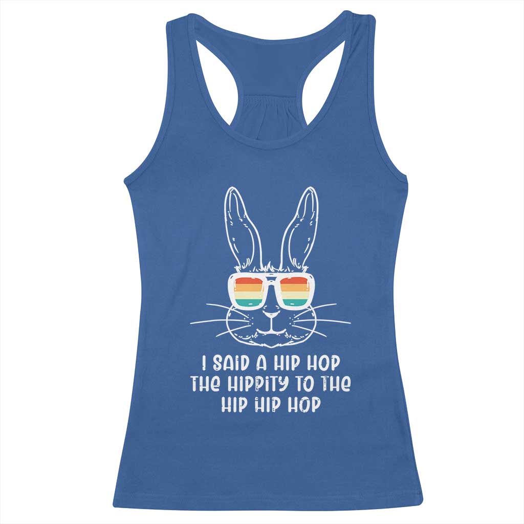 Retro Hip Hop Easter Bunny Racerback Tank Top Funny Hippity Cool Rabbit Lovers Toddler TS10 Royal Blue Print Your Wear