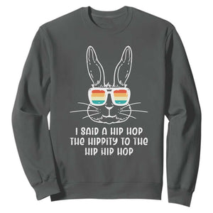 Retro Hip Hop Easter Bunny Sweatshirt Funny Hippity Cool Rabbit Lovers Toddler TS10 Dark Heather Print Your Wear