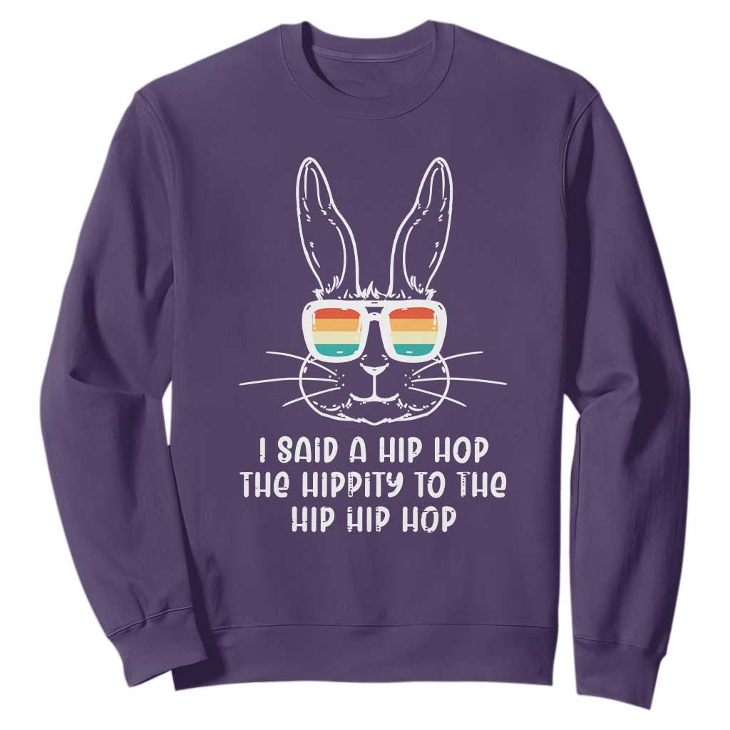 Retro Hip Hop Easter Bunny Sweatshirt Funny Hippity Cool Rabbit Lovers Toddler TS10 Purple Print Your Wear