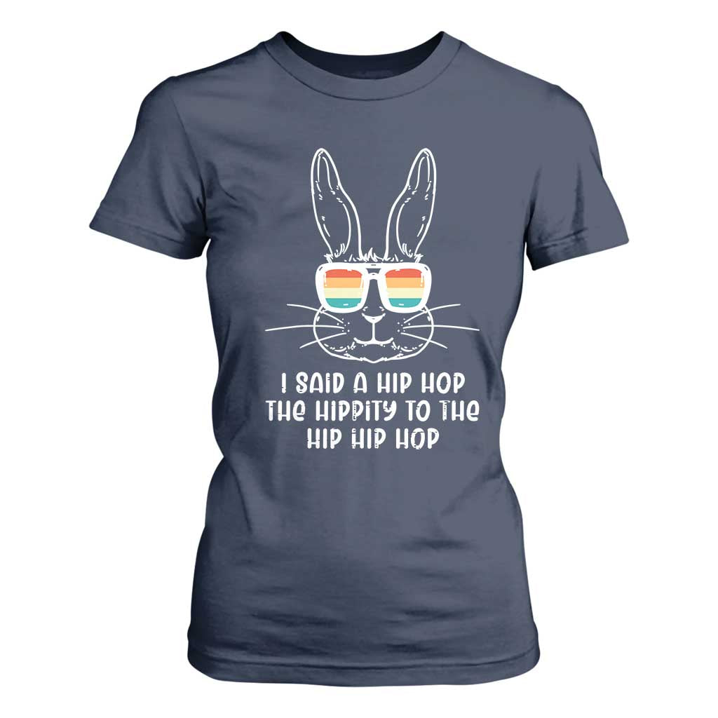 Retro Hip Hop Easter Bunny T Shirt For Women Funny Hippity Cool Rabbit Lovers Toddler TS10 Navy Print Your Wear