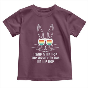 Retro Hip Hop Easter Bunny Toddler T Shirt Funny Hippity Cool Rabbit Lovers Toddler TS10 Maroon Print Your Wear