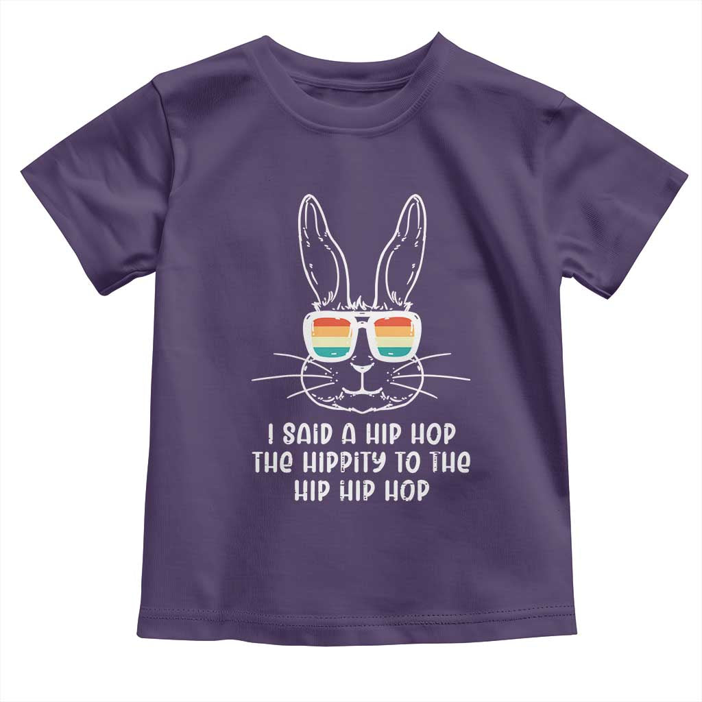 Retro Hip Hop Easter Bunny Toddler T Shirt Funny Hippity Cool Rabbit Lovers Toddler TS10 Purple Print Your Wear