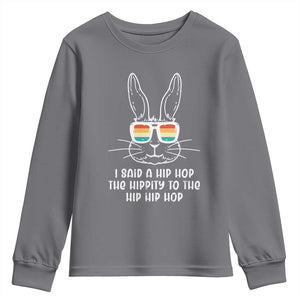 Retro Hip Hop Easter Bunny Youth Sweatshirt Funny Hippity Cool Rabbit Lovers Toddler TS10 Charcoal Print Your Wear