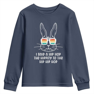 Retro Hip Hop Easter Bunny Youth Sweatshirt Funny Hippity Cool Rabbit Lovers Toddler TS10 Navy Print Your Wear
