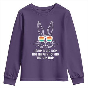 Retro Hip Hop Easter Bunny Youth Sweatshirt Funny Hippity Cool Rabbit Lovers Toddler TS10 Purple Print Your Wear