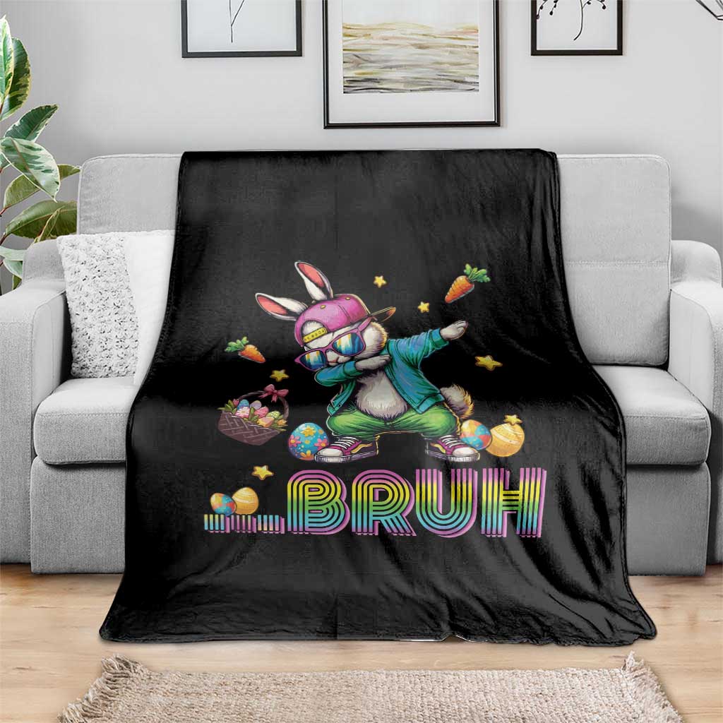 Bruh Dab Bunny Easter Throw Blanket Funny 80s Retro Vintage Party Cool Rabbit TS10 Print Your Wear