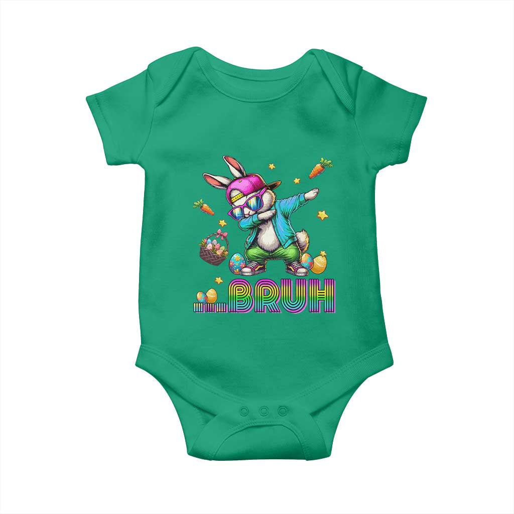 Bruh Dab Bunny Easter Baby Onesie Funny 80s Retro Vintage Party Cool Rabbit TS10 Irish Green Print Your Wear