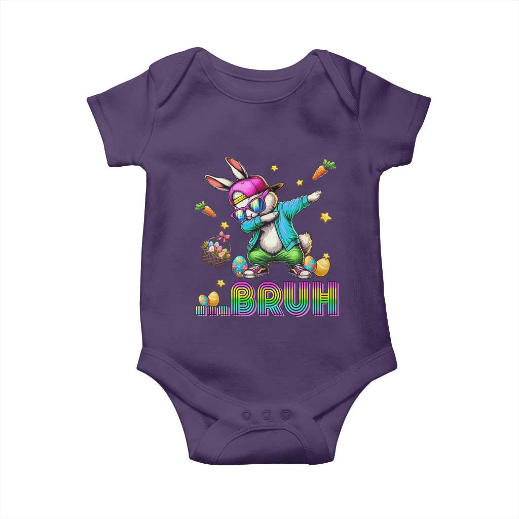 Bruh Dab Bunny Easter Baby Onesie Funny 80s Retro Vintage Party Cool Rabbit TS10 Purple Print Your Wear