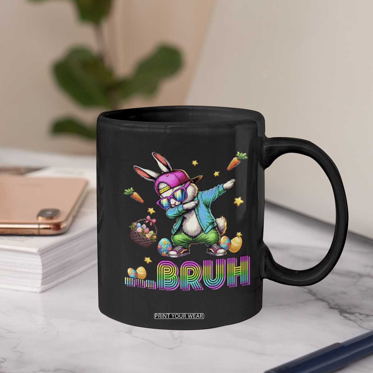 Bruh Dab Bunny Easter Coffee Mug Funny 80s Retro Vintage Party Cool Rabbit TS10 Print Your Wear