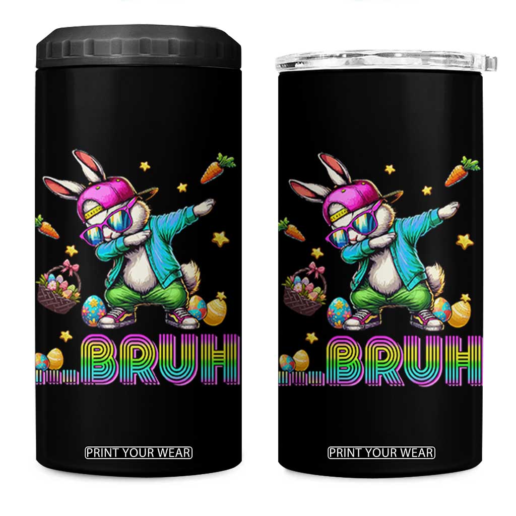 Bruh Dab Bunny Easter 4 in 1 Can Cooler Tumbler Funny 80s Retro Vintage Party Cool Rabbit TS10 One Size: 16 oz Black Print Your Wear