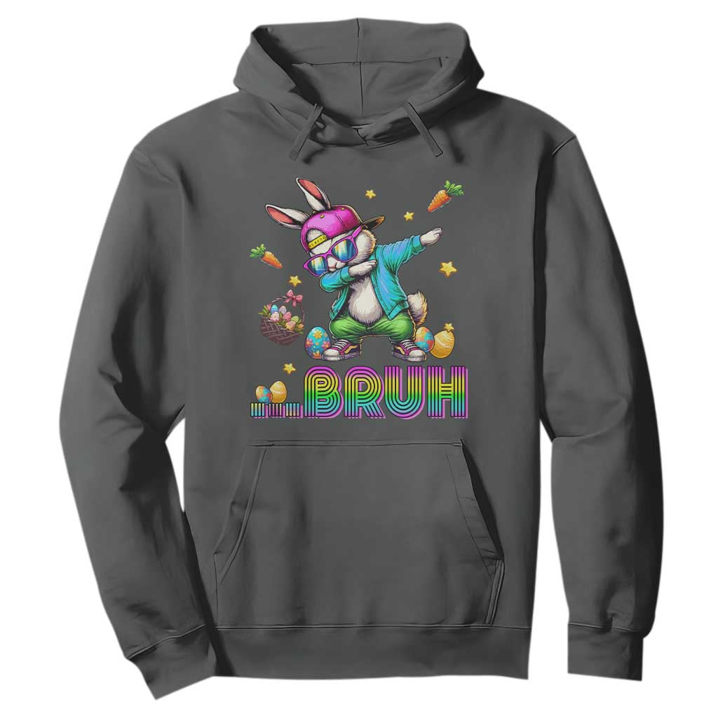 Bruh Dab Bunny Easter Hoodie Funny 80s Retro Vintage Party Cool Rabbit TS10 Dark Heather Print Your Wear