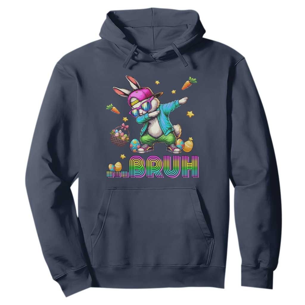 Bruh Dab Bunny Easter Hoodie Funny 80s Retro Vintage Party Cool Rabbit TS10 Navy Print Your Wear