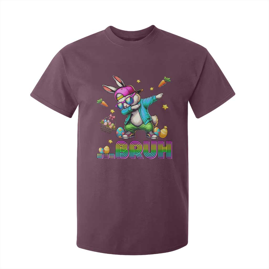 Bruh Dab Bunny Easter T Shirt For Kid Funny 80s Retro Vintage Party Cool Rabbit TS10 Maroon Print Your Wear
