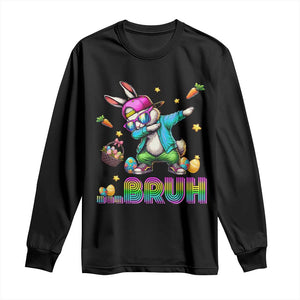 Bruh Dab Bunny Easter Long Sleeve Shirt Funny 80s Retro Vintage Party Cool Rabbit TS10 Black Print Your Wear