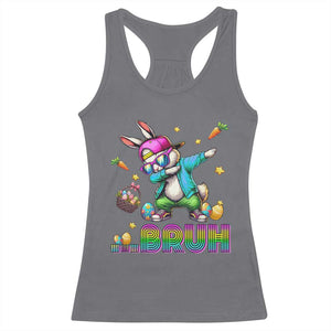 Bruh Dab Bunny Easter Racerback Tank Top Funny 80s Retro Vintage Party Cool Rabbit TS10 Charcoal Print Your Wear