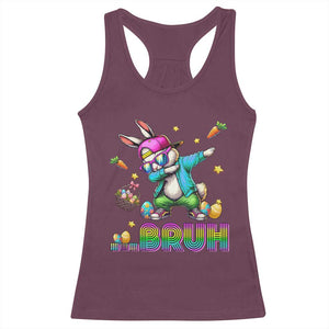 Bruh Dab Bunny Easter Racerback Tank Top Funny 80s Retro Vintage Party Cool Rabbit TS10 Maroon Print Your Wear