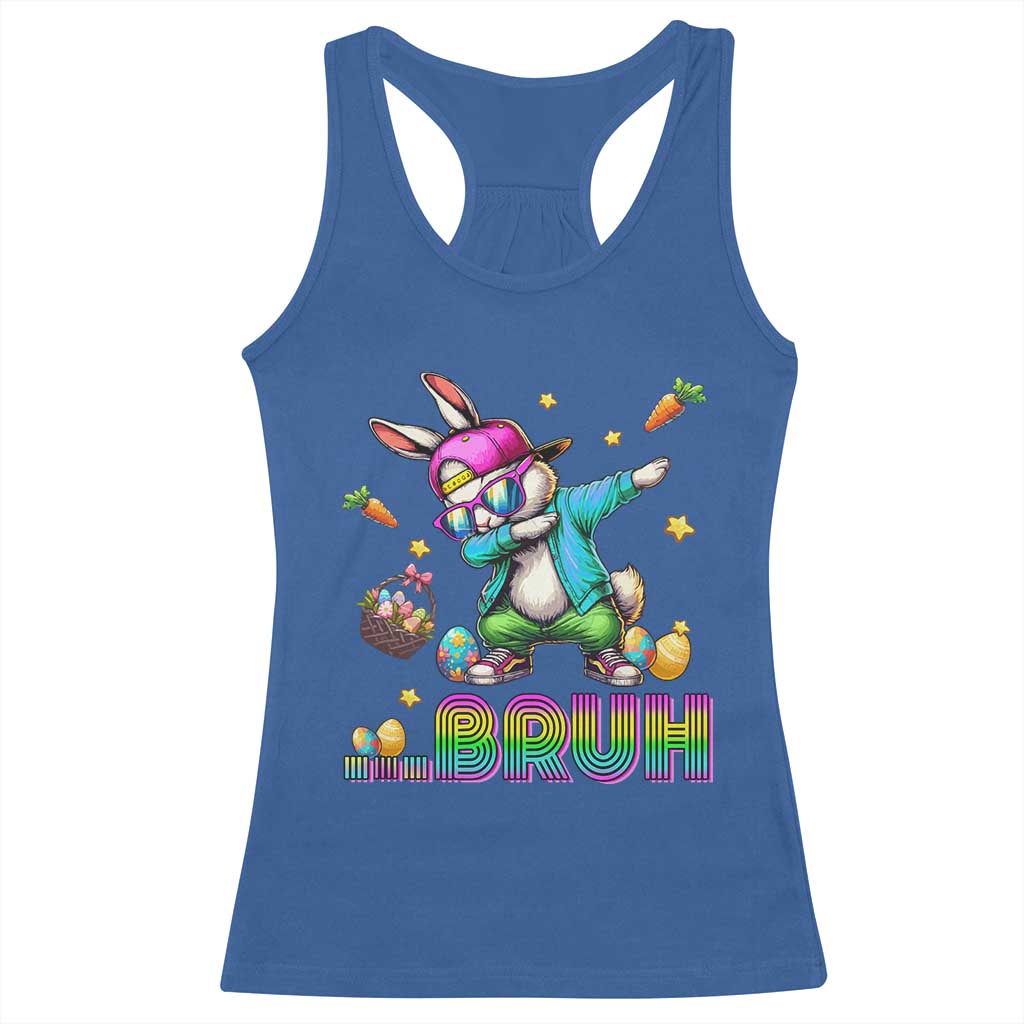 Bruh Dab Bunny Easter Racerback Tank Top Funny 80s Retro Vintage Party Cool Rabbit TS10 Royal Blue Print Your Wear