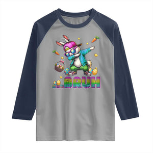 Bruh Dab Bunny Easter Raglan Shirt Funny 80s Retro Vintage Party Cool Rabbit TS10 Sport Gray Navy Print Your Wear