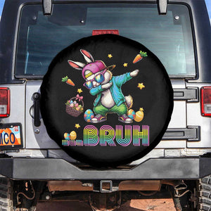 Bruh Dab Bunny Easter Spare Tire Cover Funny 80s Retro Vintage Party Cool Rabbit TS10 No hole Black Print Your Wear