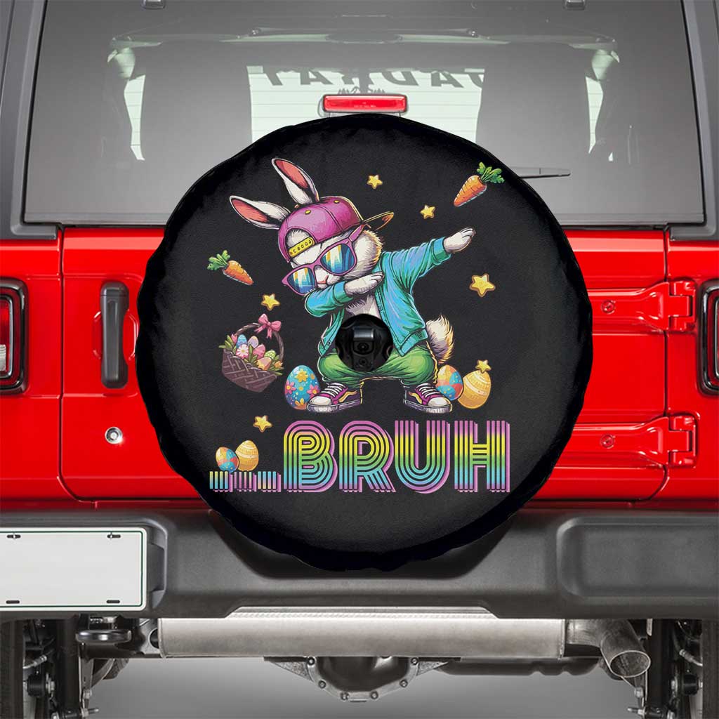 Bruh Dab Bunny Easter Spare Tire Cover Funny 80s Retro Vintage Party Cool Rabbit TS10 Black Print Your Wear