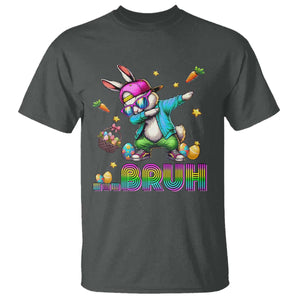 Bruh Dab Bunny Easter T Shirt Funny 80s Retro Vintage Party Cool Rabbit TS10 Dark Heather Print Your Wear