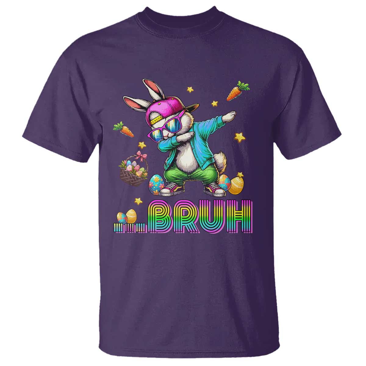 Bruh Dab Bunny Easter T Shirt Funny 80s Retro Vintage Party Cool Rabbit TS10 Purple Print Your Wear