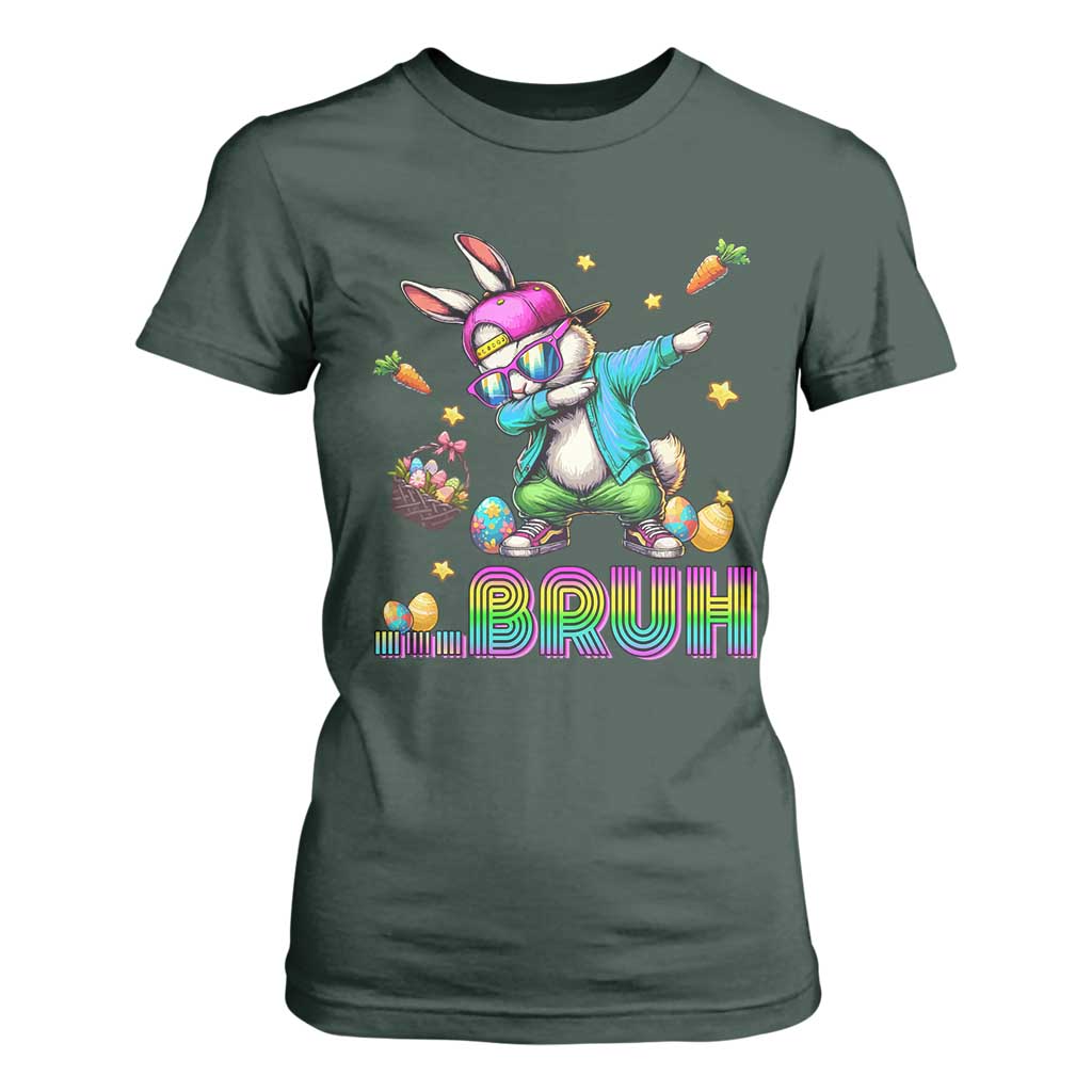 Bruh Dab Bunny Easter T Shirt For Women Funny 80s Retro Vintage Party Cool Rabbit TS10 Dark Forest Green Print Your Wear