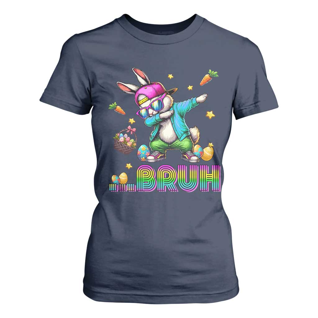 Bruh Dab Bunny Easter T Shirt For Women Funny 80s Retro Vintage Party Cool Rabbit TS10 Navy Print Your Wear