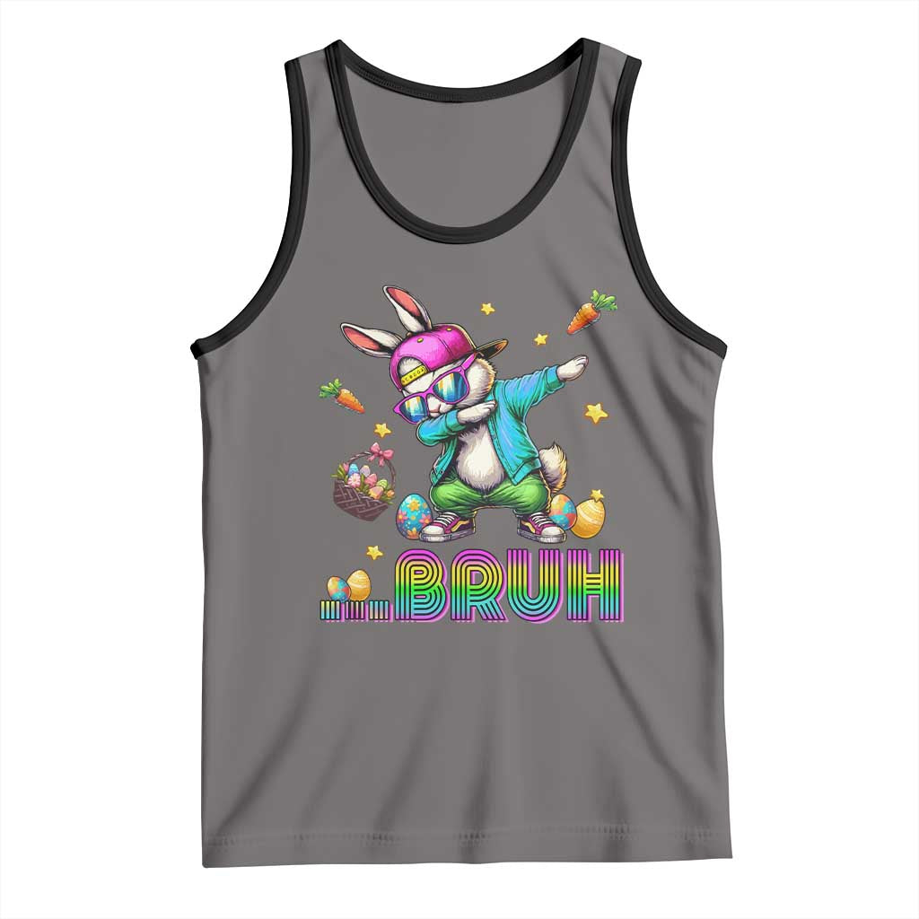 Bruh Dab Bunny Easter Tank Top Funny 80s Retro Vintage Party Cool Rabbit TS10 Deep Heather Black Print Your Wear