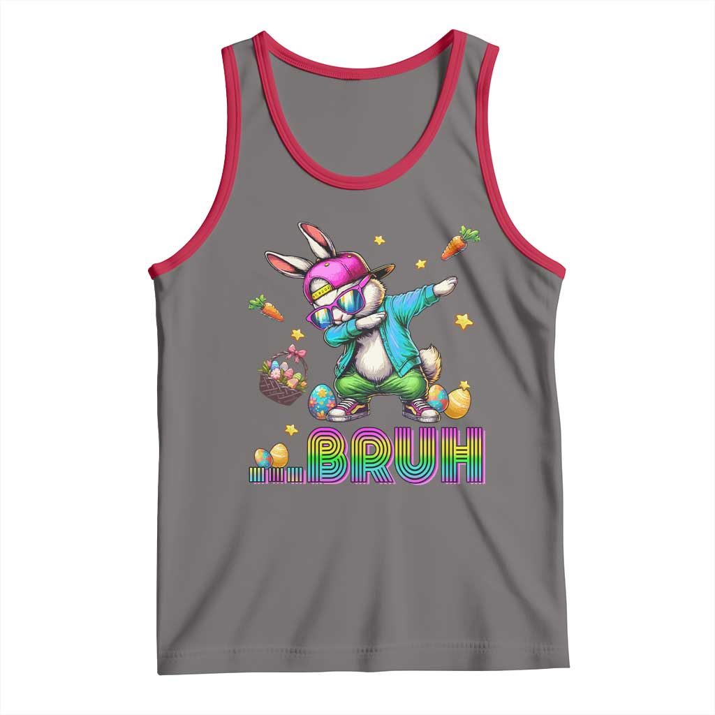 Bruh Dab Bunny Easter Tank Top Funny 80s Retro Vintage Party Cool Rabbit TS10 Deep Heather Red Print Your Wear