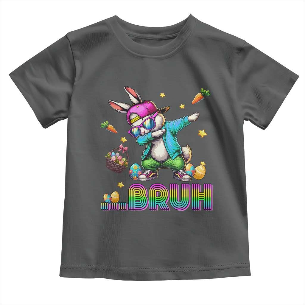 Bruh Dab Bunny Easter Toddler T Shirt Funny 80s Retro Vintage Party Cool Rabbit TS10 Dark Heather Print Your Wear
