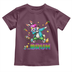 Bruh Dab Bunny Easter Toddler T Shirt Funny 80s Retro Vintage Party Cool Rabbit TS10 Maroon Print Your Wear