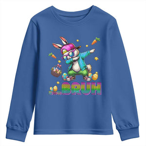 Bruh Dab Bunny Easter Youth Sweatshirt Funny 80s Retro Vintage Party Cool Rabbit TS10 Royal Blue Print Your Wear