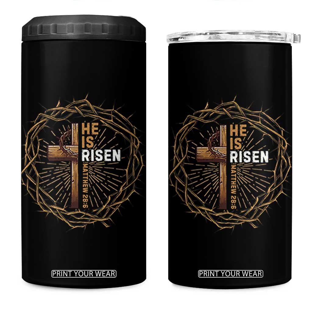 Easter Cross He is Risen 4 in 1 Can Cooler Tumbler Jesus Christian Crown Of Thorns TS10 One Size: 16 oz Black Print Your Wear