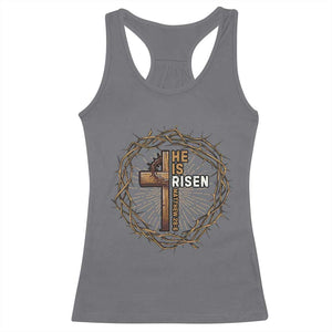 Easter Cross He is Risen Racerback Tank Top Jesus Christian Crown Of Thorns TS10 Charcoal Print Your Wear