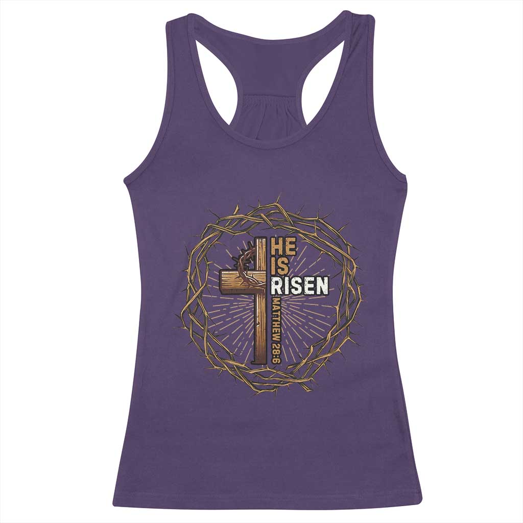 Easter Cross He is Risen Racerback Tank Top Jesus Christian Crown Of Thorns TS10 Purple Print Your Wear