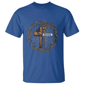 Easter Cross He is Risen T Shirt Jesus Christian Crown Of Thorns TS10 Royal Blue Print Your Wear