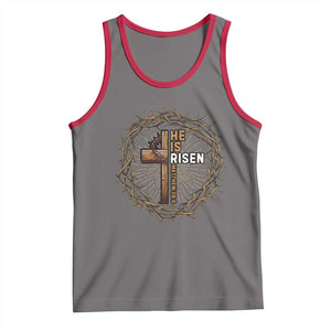 Easter Cross He is Risen Tank Top Jesus Christian Crown Of Thorns TS10 Deep Heather Red Print Your Wear